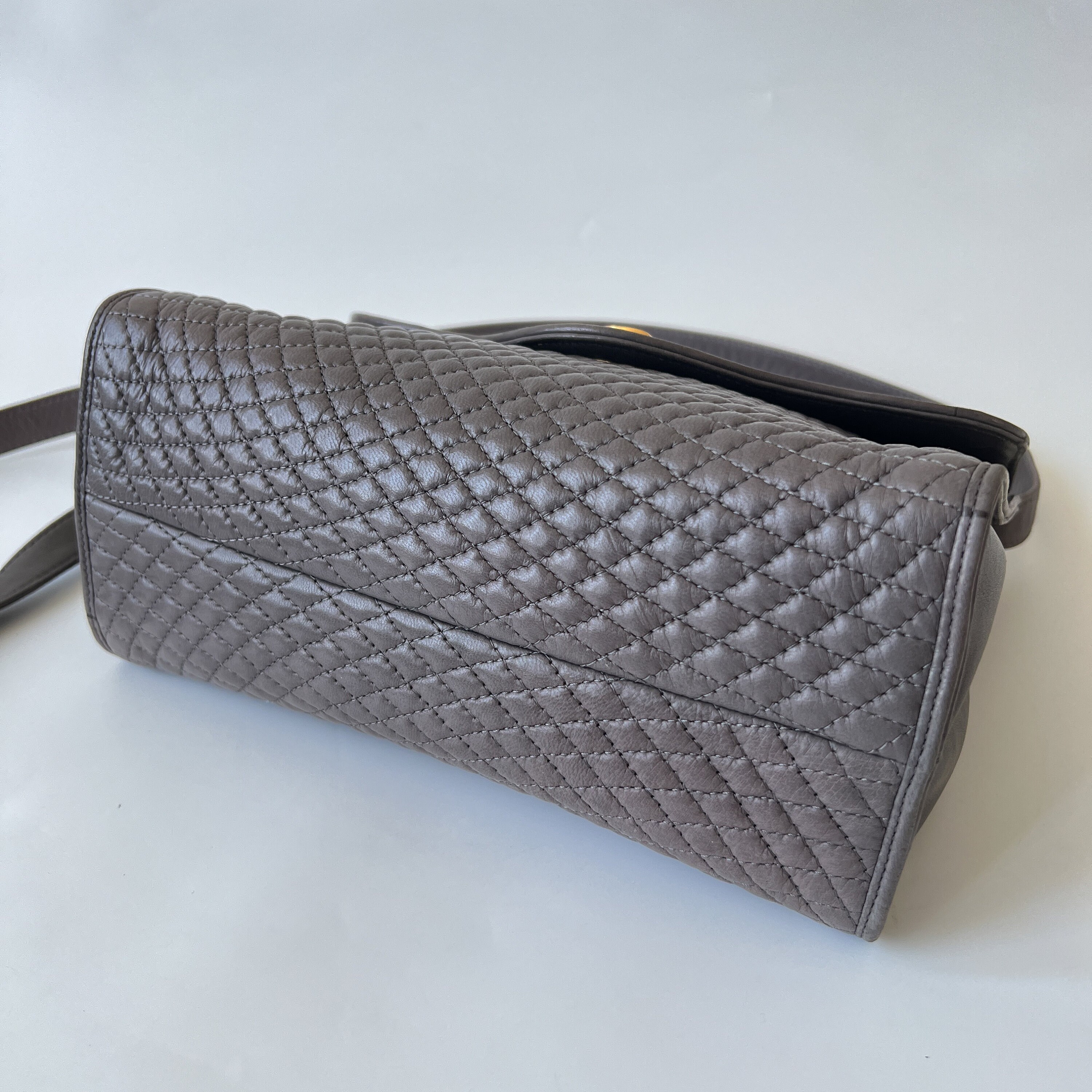 BALLY Authentic Vintage Quilted Gray Leather Top Handle Bag - Etsy