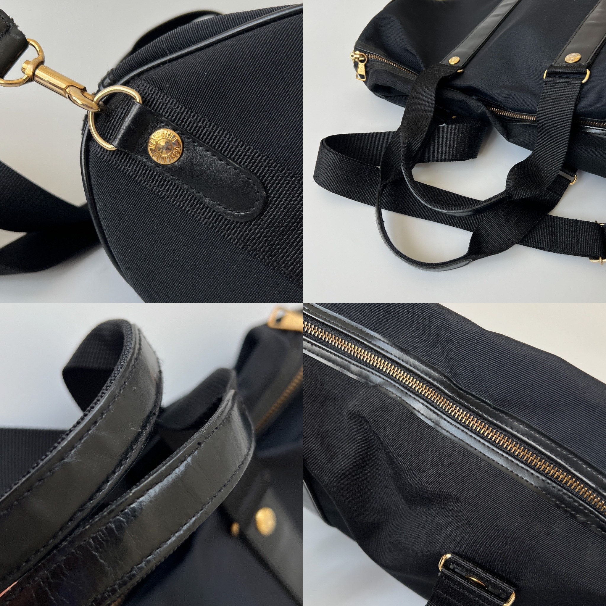 Moschino Drawstring Logo Shoulder Bag Green Leather ref.869084