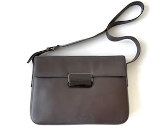 PRADA Authentic Leather Dark Brown Shoulder Bag