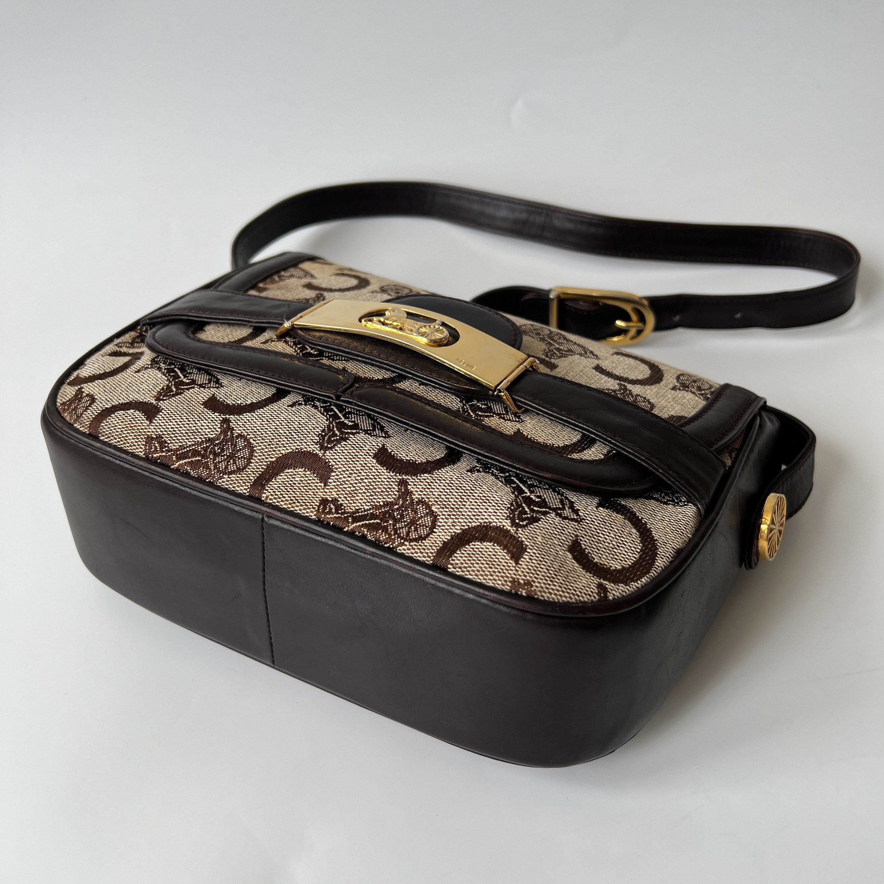 CELINE Authentic Vintage Sulky Horse Carriage C Monogram  display picture 1