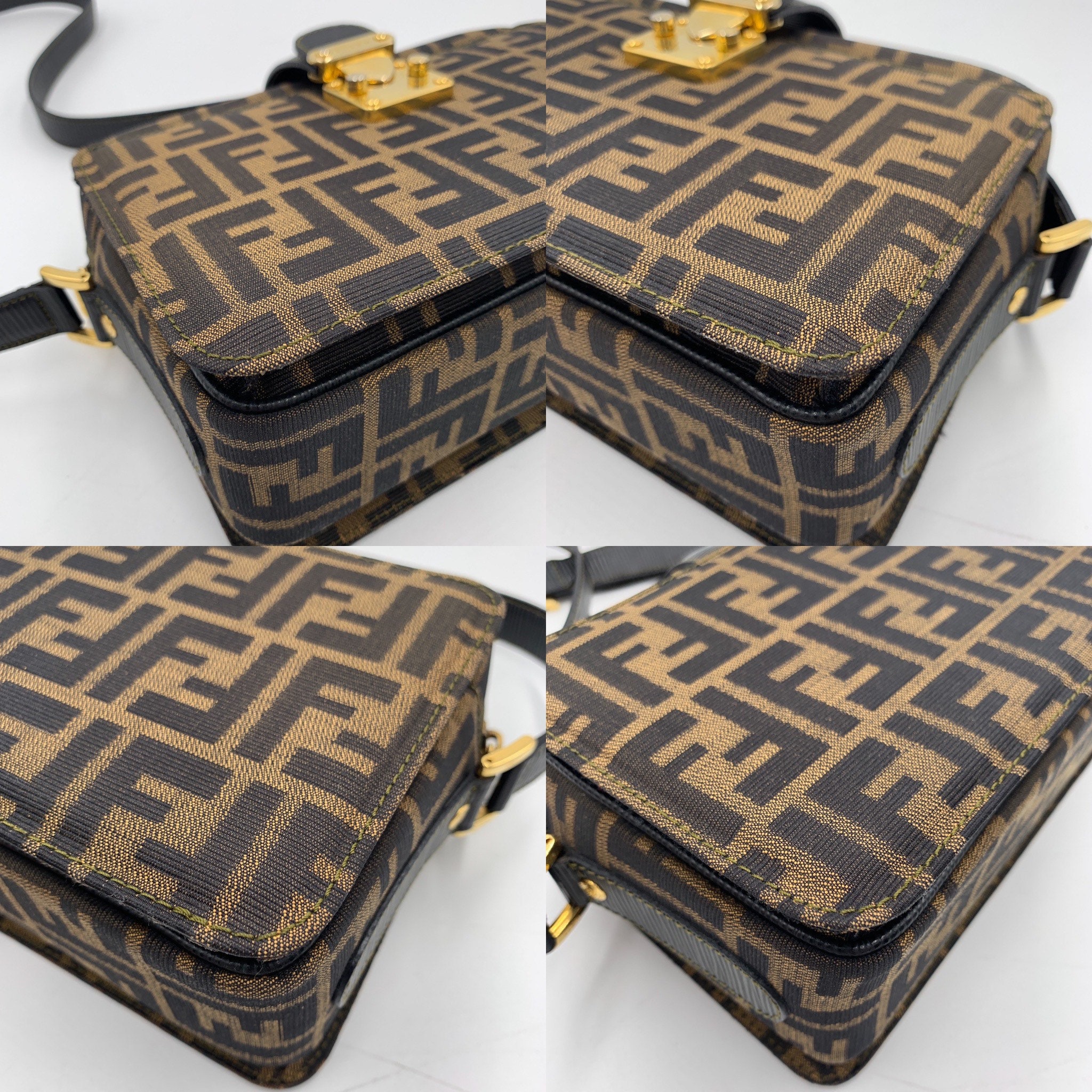 Authentic FENDI VINTAGE VERY RARE TOILETRIES POCHETTE MAKE UP BAG ZUCCA  RARE