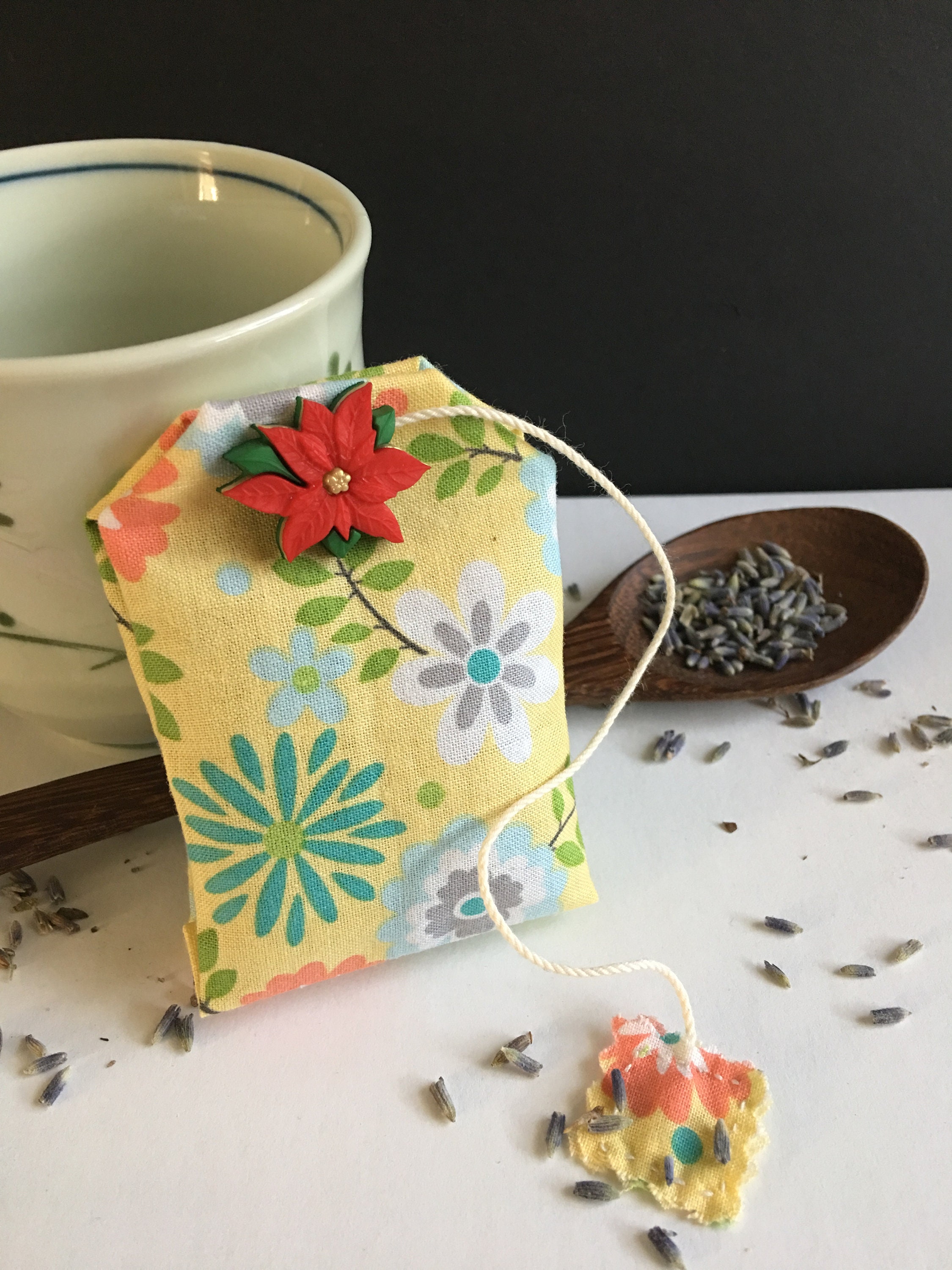 Christmas gift set of 2 tea bag shaped 100 cotton sachet Etsy
