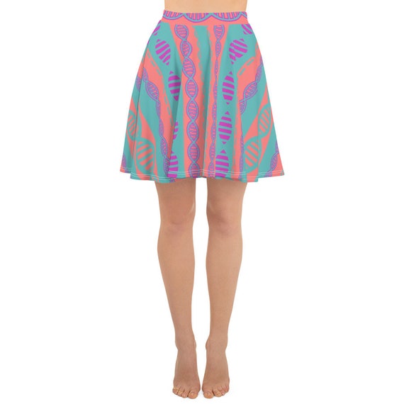 white and coral skater skirt