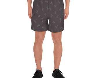 Genetics Science Biology Genetic Counseling Print Men's Athletic Long Shorts- Grey and Blue