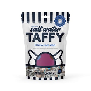 Taffy Shop Chew-bal-cca™ (Balsamic+Berry+Dark Chocolate) Salt Water Taffy Candy-Made in the USA - Guaranteed Fresh- Gluten-Free, Peanut-Free