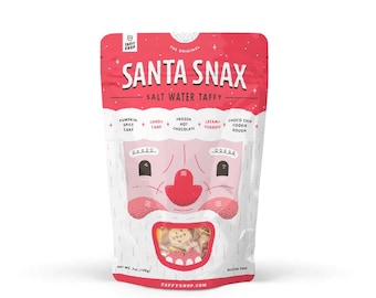 Taffy Shop Santa Snax 7oz Salt Water Taffy - Candy Cane, Pumpkin Spice, Eggnog, Cookie Dough, Hot Chocolate - Christmas Gift Candy