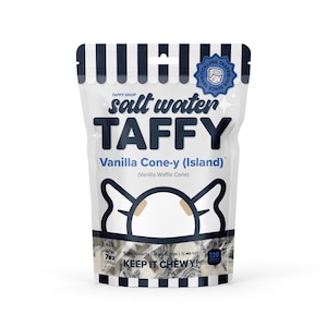 Taffy Shop Vanilla Cone-y (Island)™ (Vanilla) Salt Water Taffy Candy-Soft, Sweet, Made in the USA -Guaranteed Fresh-Gluten-Free, Peanut-Free