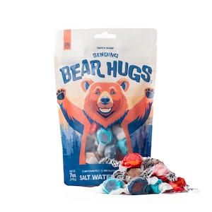 Taffy Shop Sending Bear Hugs™ Salt Water Taffy 7oz Bag Candy - Soft, Sweet, Gift Made in the USA, Guaranteed Fresh, Gluten-Free, Peanut-Free