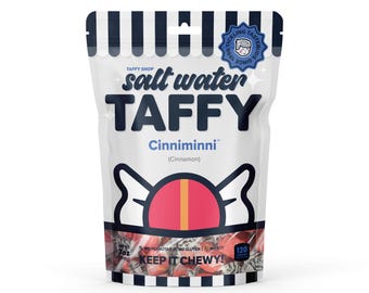 Taffy Shop Cinniminni (Cinnamon) Salt Water Taffy Candy - Soft and sweet- Made in the USA - Guaranteed Fresh - Gluten-Free, Peanut-Free