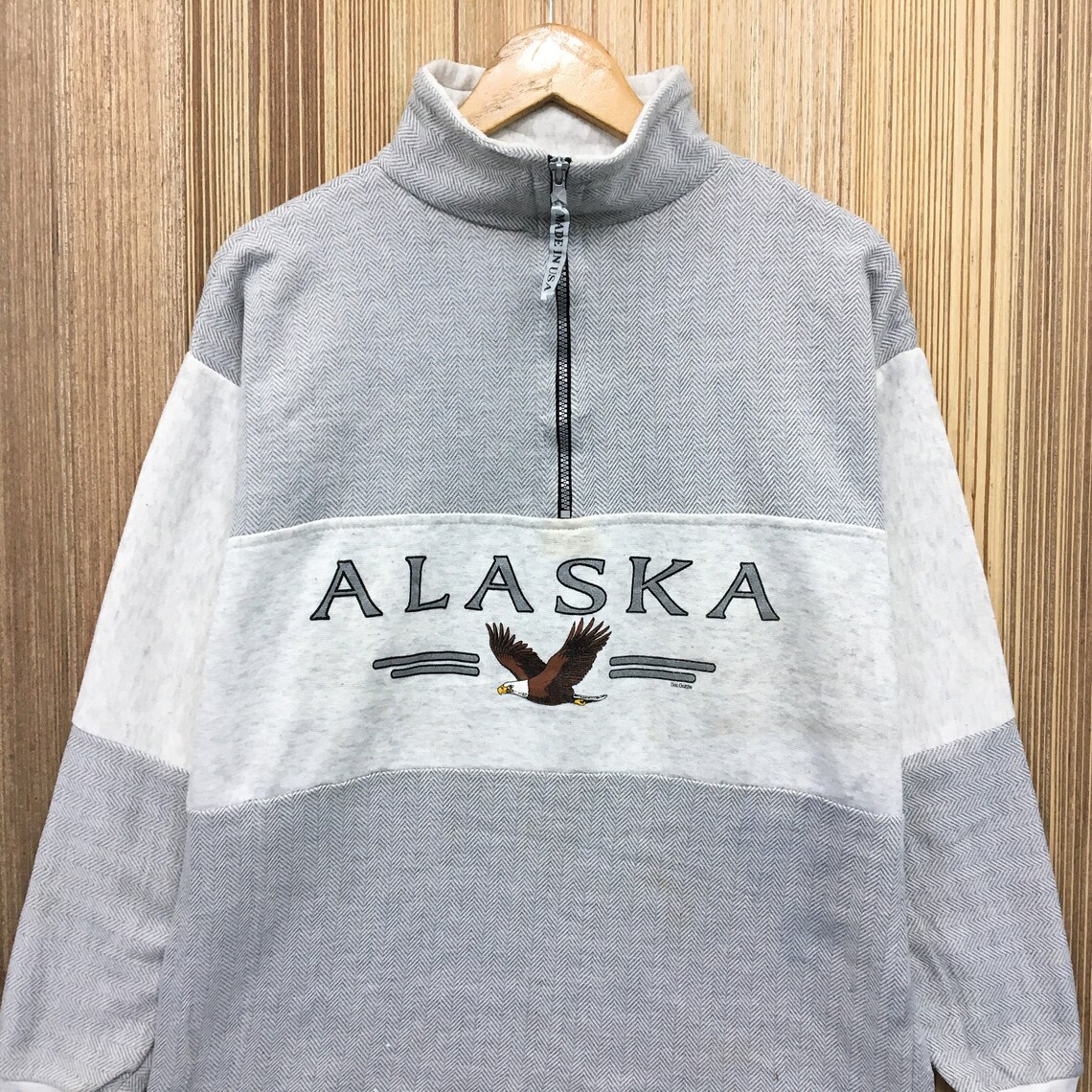 Vintage 90s ALASKA Half Zip Sweatshirts Big Logo Eagle Spell | Etsy