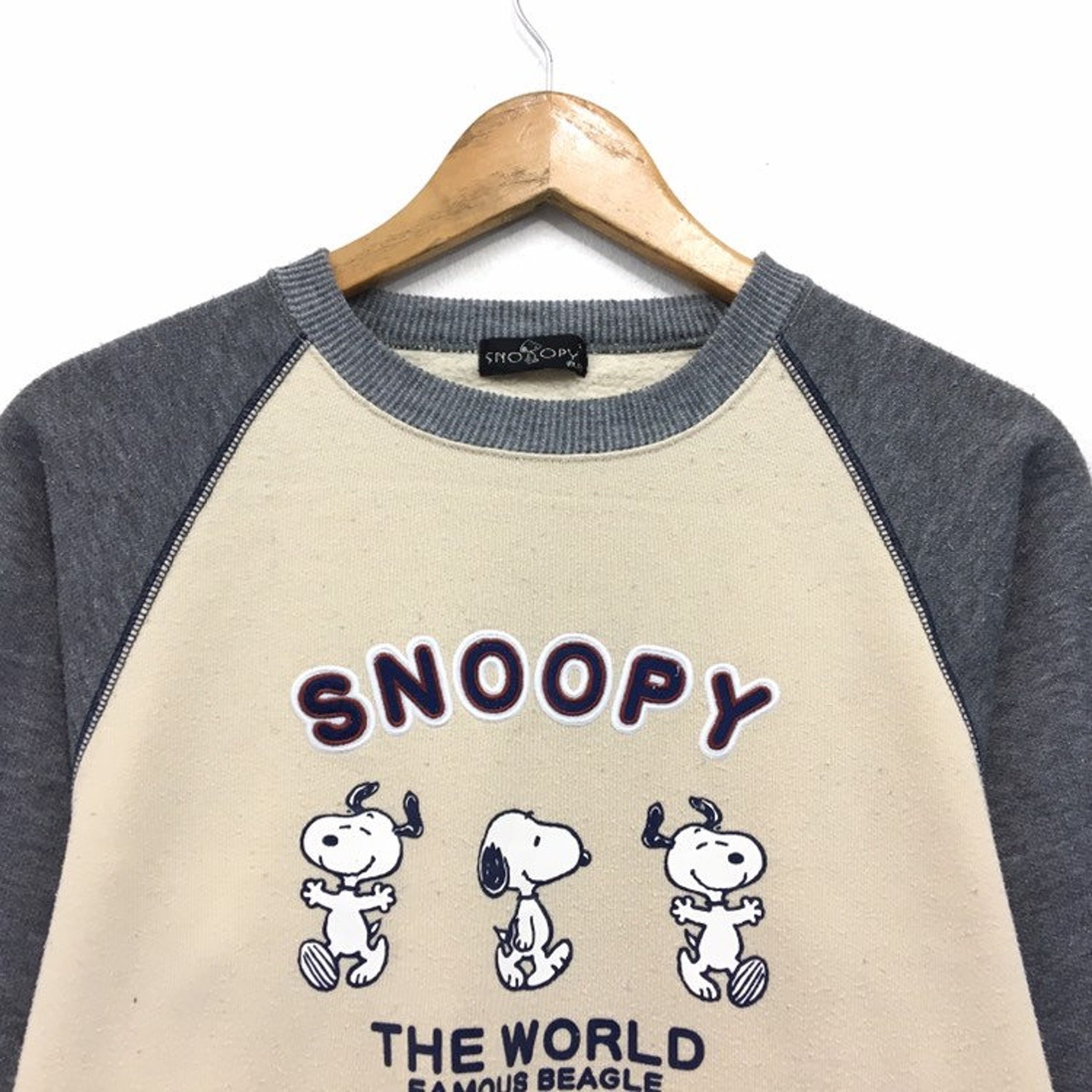 SNOOPY Crewneck Sweatshirt Embroidery Big Logo Spell Out | Etsy