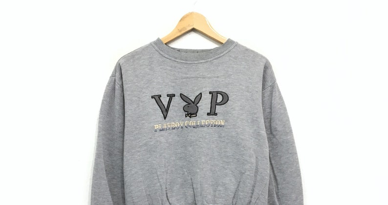 VIP Playboy Crewneck Sweatshirt Embroidery Big Logo Spell Out Pullover Fashion Style Top Brands Streetwear Small Size Urban Style