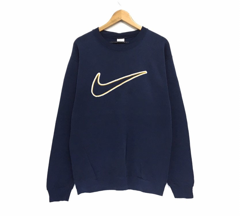 Vintage 90s Nike Swoosh Crewneck Sweatshirt Embroidery Big | Etsy