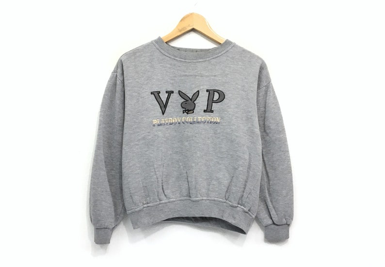VIP Playboy Crewneck Sweatshirt Embroidery Big Logo Spell Out Pullover Fashion Style Top Brands Streetwear Small Size Urban Style