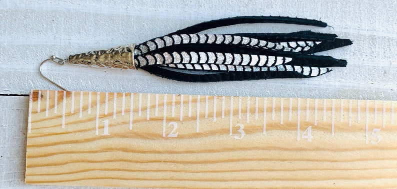Leather Earrings Black Tassel Leather Earrings Tassel Leather Earrings Black Leather Earrings