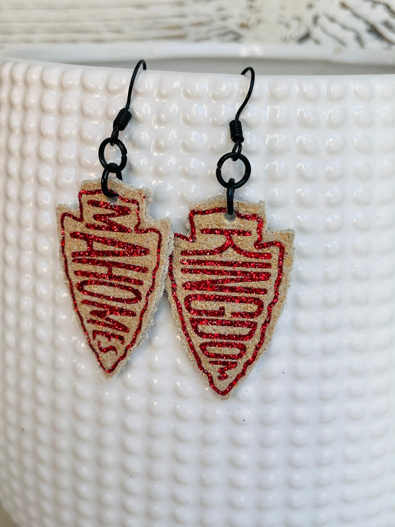 Kansas City Earrings Chiefs Leather Earrings Chiefs | Etsy