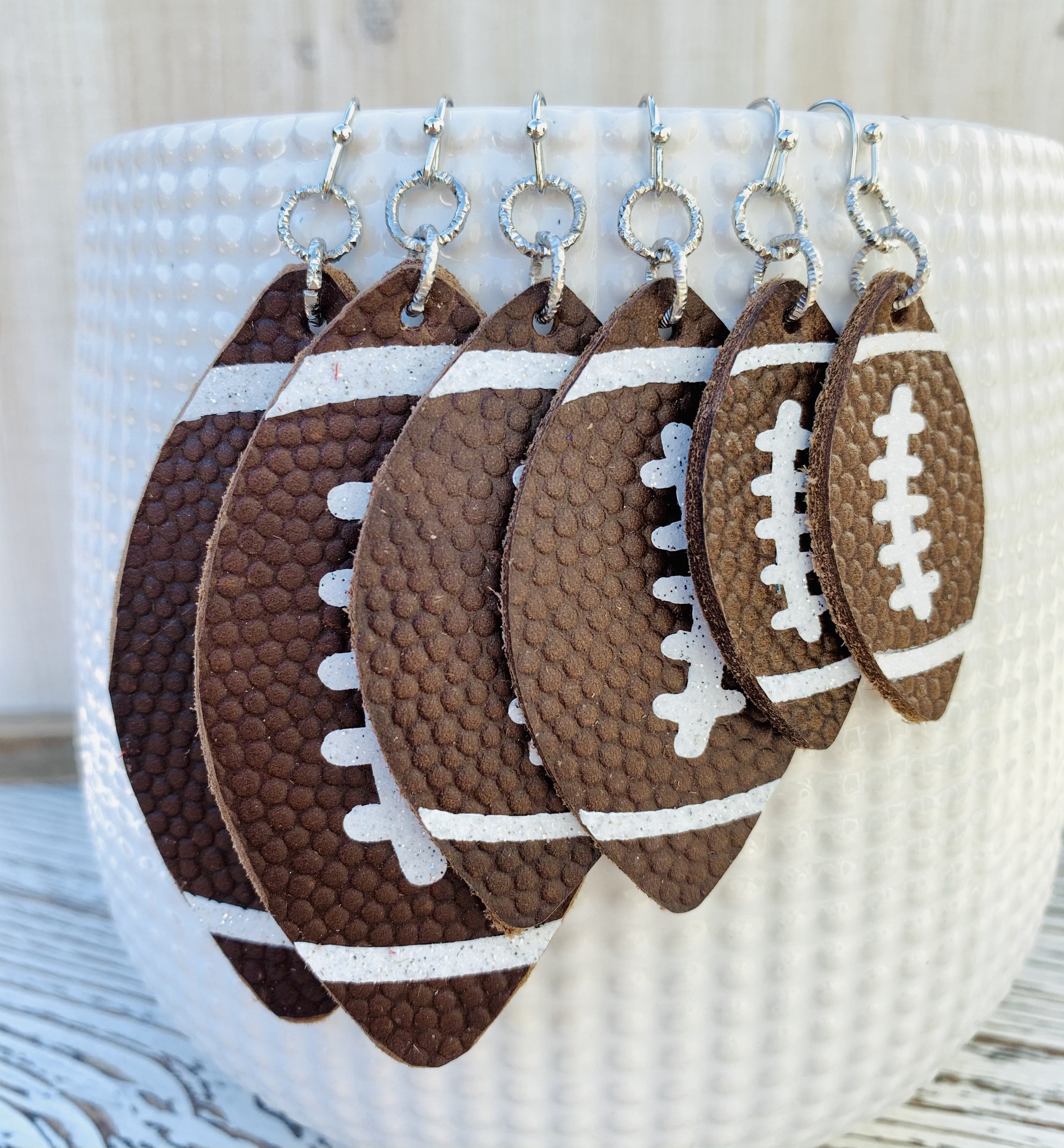 Football Leather Earrings, Genuine Leather Earrings, Football