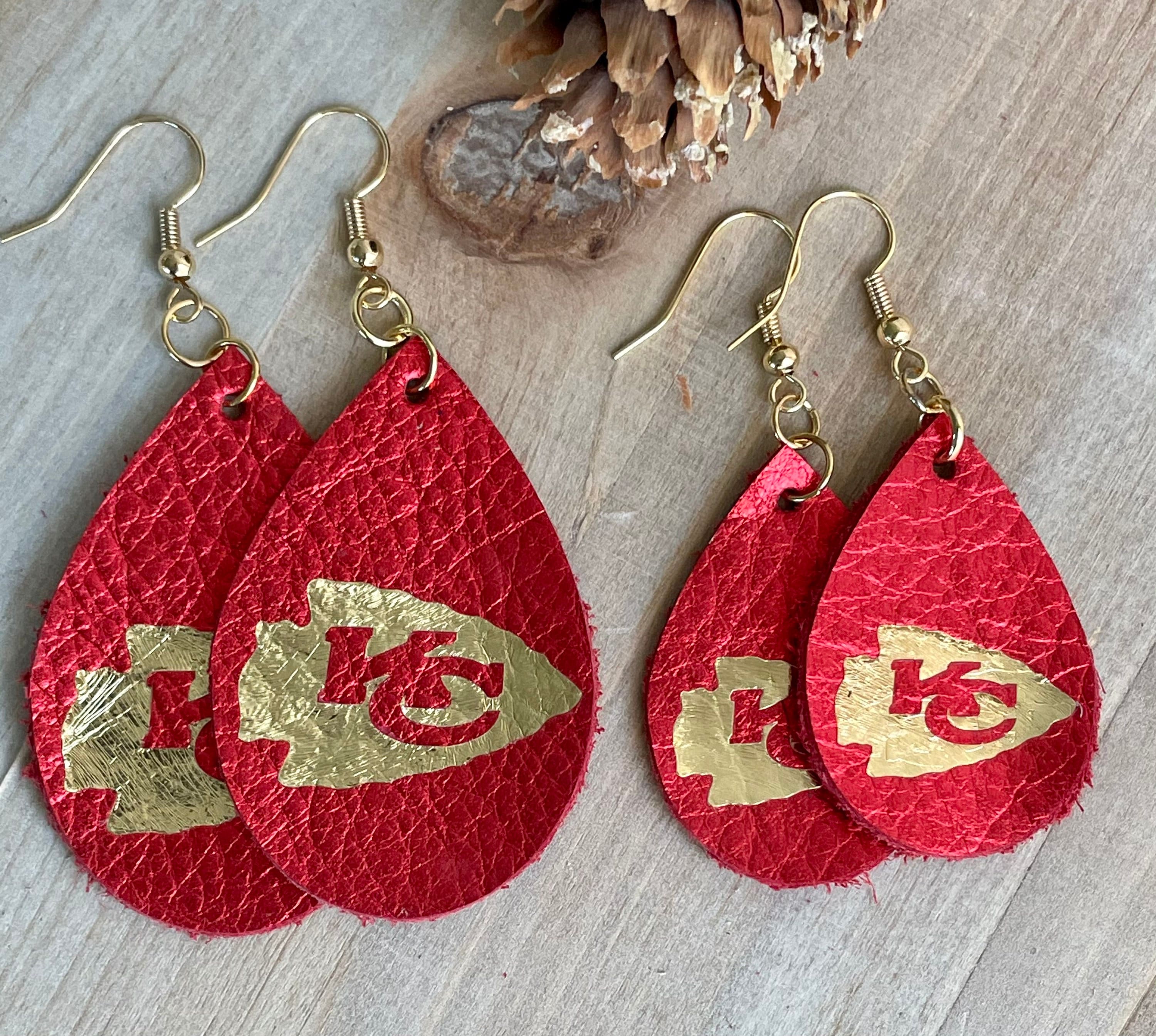 Kansas City Chiefs Leather Earrings Chiefs Leather Earrings | Etsy