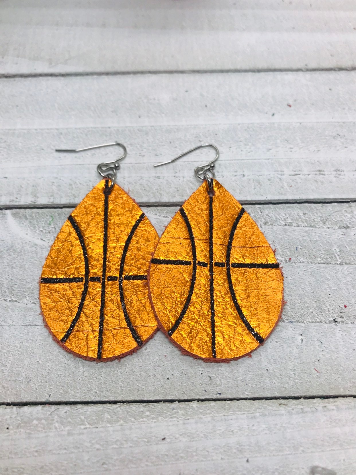 Basketball Leather Earrings Leather Earrings Teardrop Basketball
