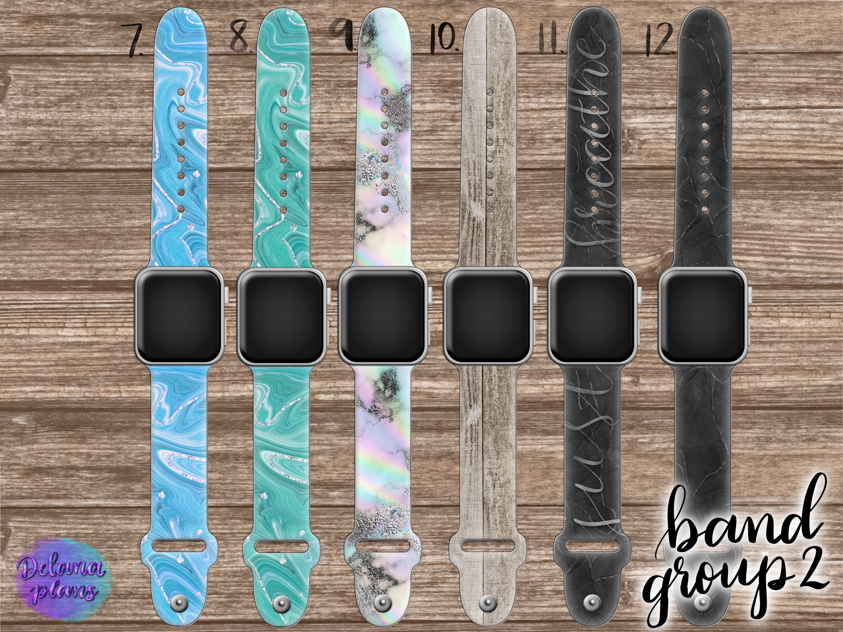 Digital Apple Watch Sticker with Patterned Band Etsy