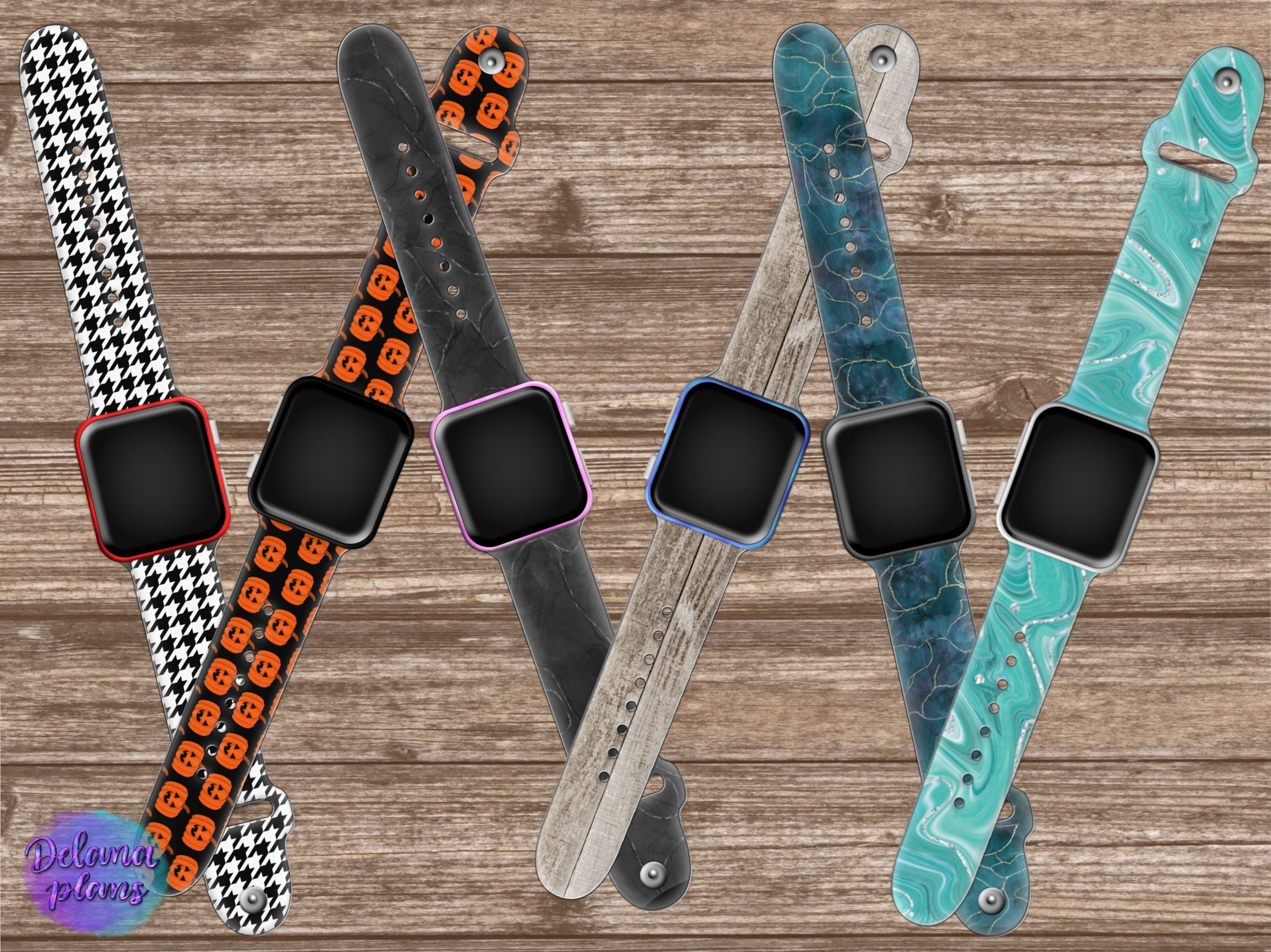 Digital Apple Watch Sticker with Patterned Band Etsy