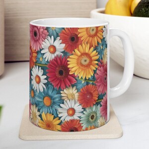 Colorful Gerbera Daisy Mug, Flower Mug, Mother&#39;s Day mug, colorful flower mug
