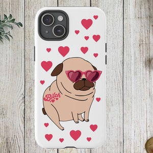 Funda de teléfono divertida, dibujo animado de Pug, BitchTattoo, funda resistente divertida, funda duradera, funda divertida de Pug