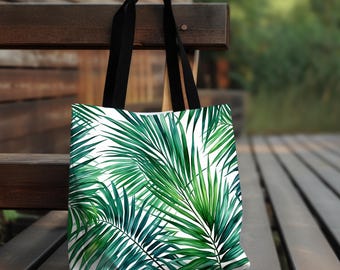 Tropical Palm Leaf Tote Bag, Eco-Friendly Shopping Bag, Summer Beach Tote, Stylish Grocery Bag, Gift for Plant Lovers