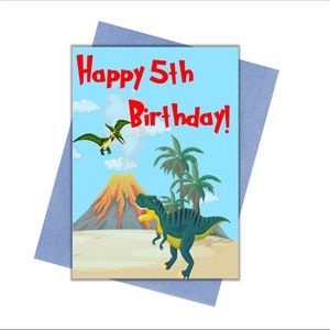 Joyeux anniversaire - Carte d'anniversaire dinosaure - Personnalisable