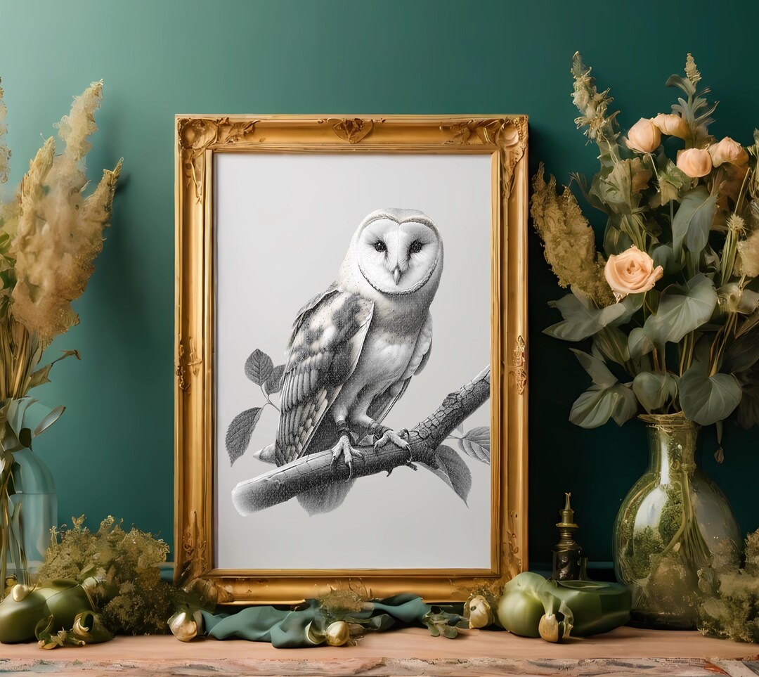 Elegant Barn Owl Print | Vintage-style Nature Art for Bird Lovers ...