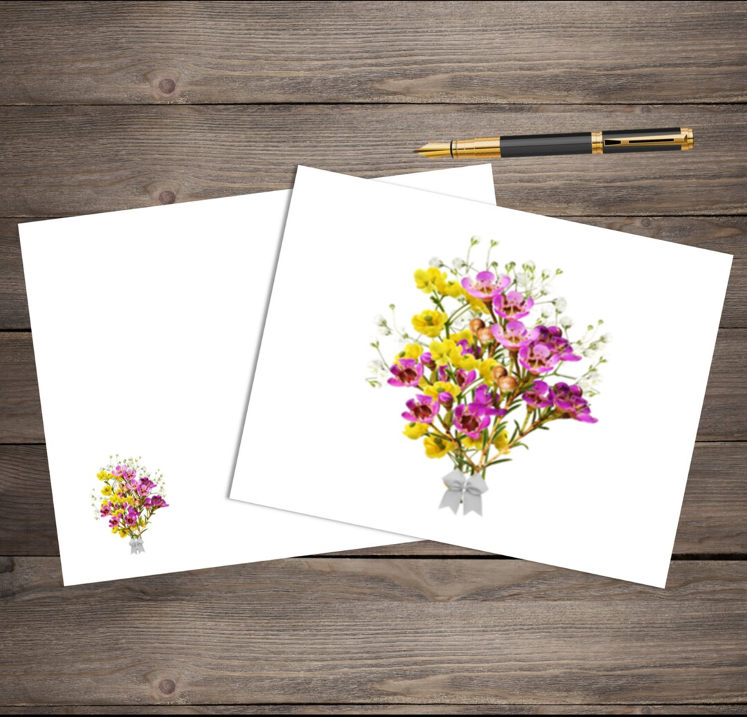Floral Cards - Wildflower Bouquet - Set of 10 Blank Cards With Matching ...