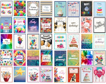 Birthday Card Mega-Bundle: Set of 50 or 100, bulk birthday cards, birthday card set, birthday cards, birthday card bundle