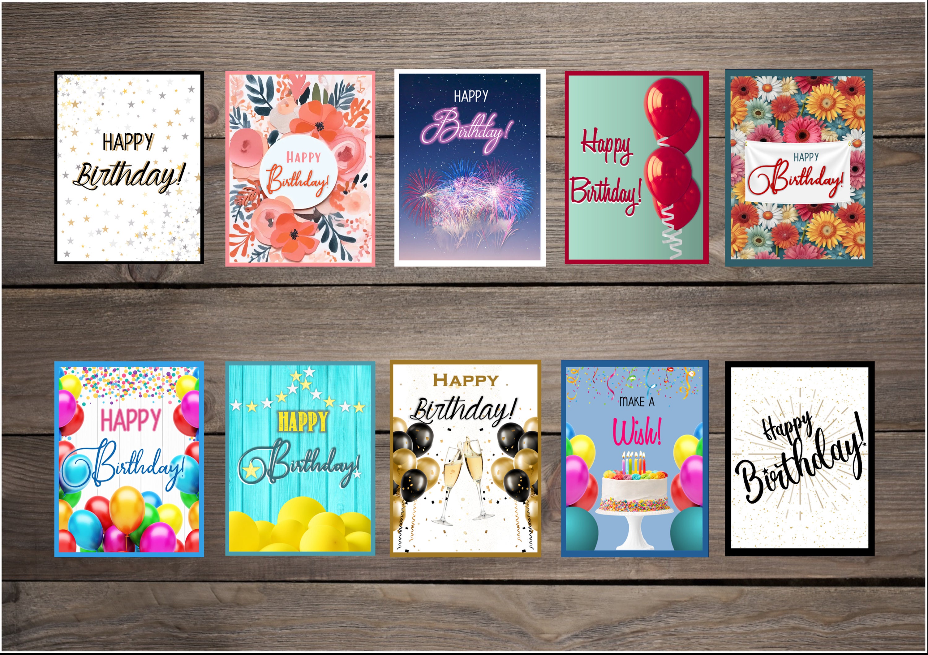 Birthday Card Assortment #2 - Set of 10 or 20, bulk birthday cards, birthday card set, birthday cards