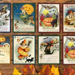 Cartes d'Halloween vintage : lot de 8