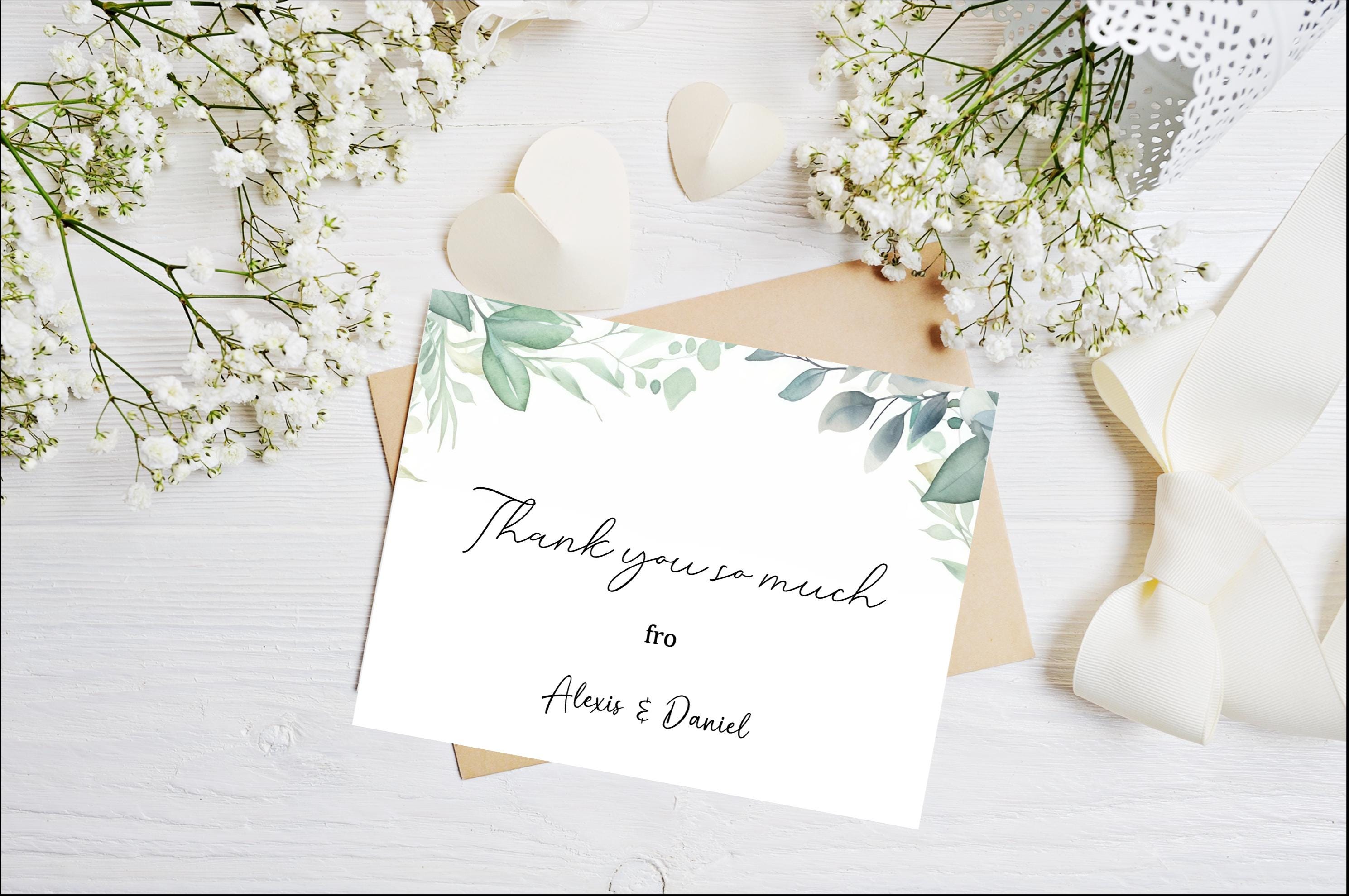Set of Personalized Wedding Thank You Cards With Envelopes, Wedding ...