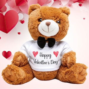 Teddy Bear with T-Shirt, Personalized Valentine&#39;s Day Gift, Custom Message Plush Toy, Gift for Loved One, Best Friend Gift, Customized