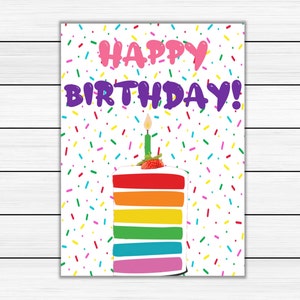 Cartão de aniversário para impressão - Bolo de aniversário