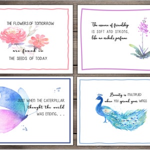 Aquarell Notizkarten - Set aus 8 Blankokarten