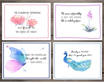 Watercolor Notecards - set of 8 blank cards