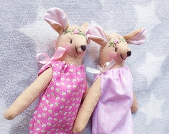 Handmade mice made of cotton cuddly toy stuffed toy girl mouse 25 cm mice