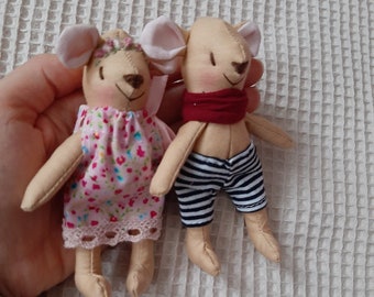 Handmade LILOUDESIGN mini mice boy and girl in large 12 cm children's gift
