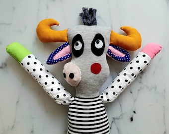 Bull stuffed toy colorful special unusual gift children soft toy handmade handmade gift funny
