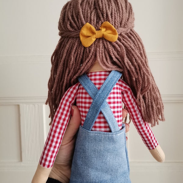 Handmade Liloudesign doll Nathalie 50 cm with jeans dress children's gift handmade doll