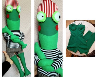 Frog Franz Baby Stuffed Toy Children's Cuddly Toy Handmade Upcycling Funny Gift Idea