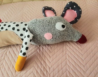 Handmade Cute colorful mouse 40 cm tall Unique gift, handmade fabric mouse stuffed toy New