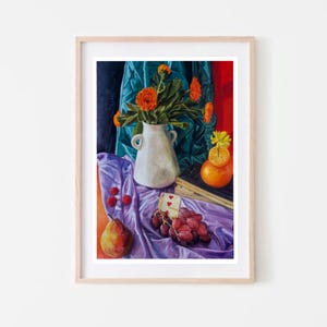 Karten und Weintrauben moderne Original Öl Malerei Print von Aleja Hine