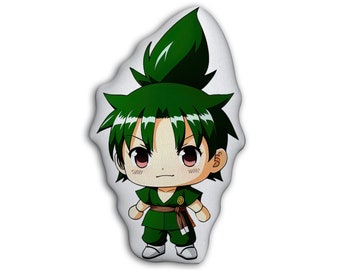 Chibi Boy Karate Kid Anime Pillow: ¡Regalo único hecho a mano para los amantes de las artes marciales! - Juguete de peluche