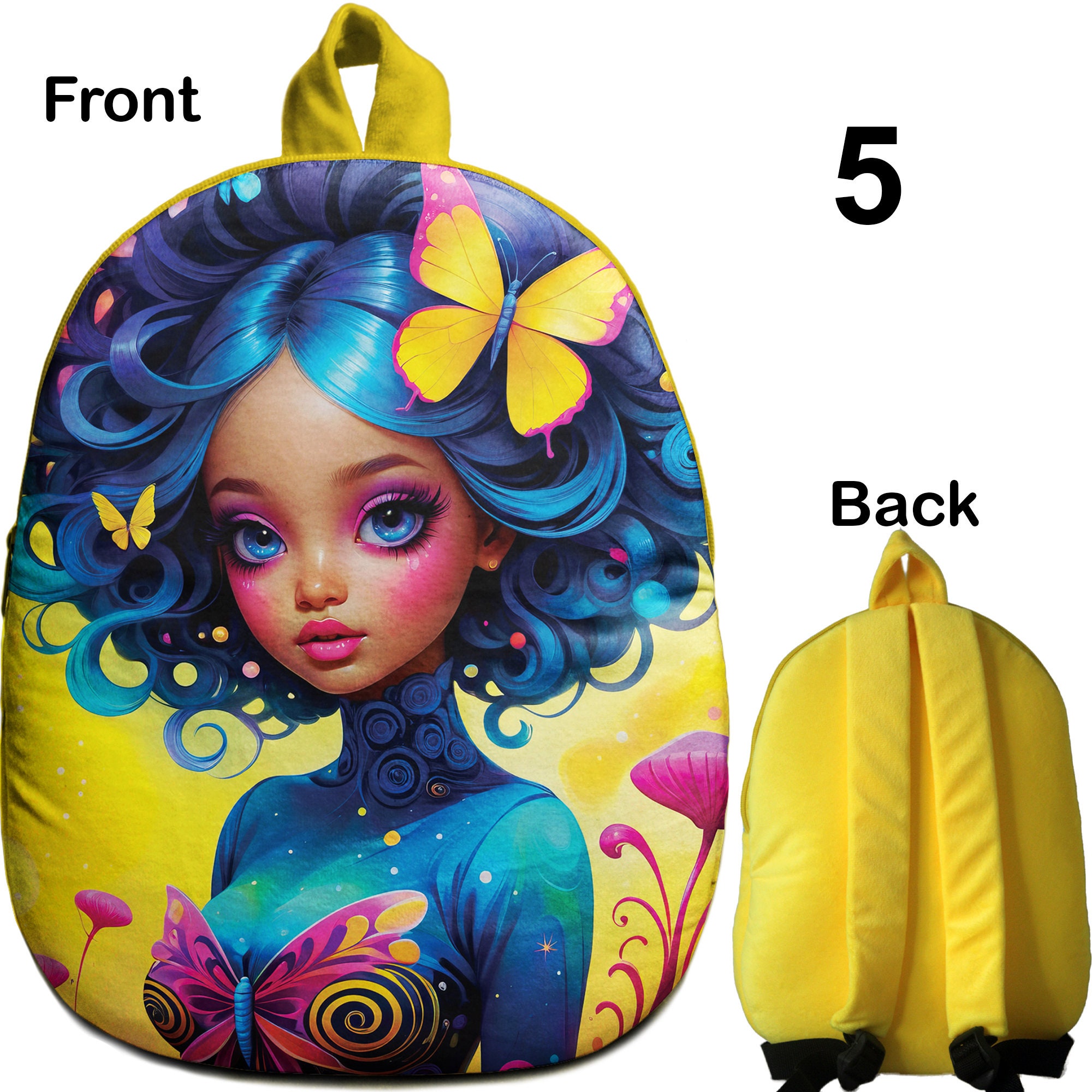 Yellow Color Girl Backpack Barbie Girl Backpack Bags for 2, 3, 4 Year