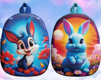 Mochilas infantiles con temática de conejitos vibrantes