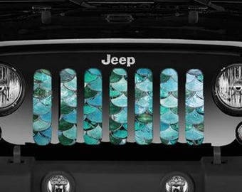 Jeep Grill Insert Teal Mermaid Scales